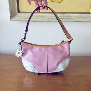 COACH Pink Canvas and White Leather Small Handbag with Daisy